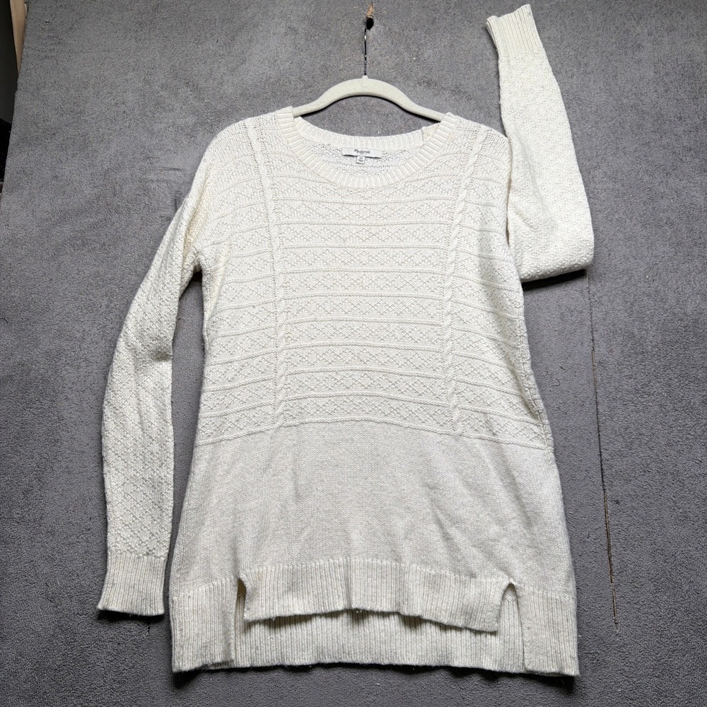 Madewell Sweater Womens XS Cream Lightweight Knit Crew Neck Pullover
